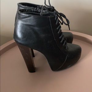 Black ankle boots with chunky heel